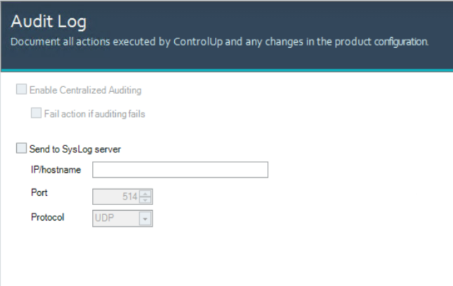 audit log settings panel