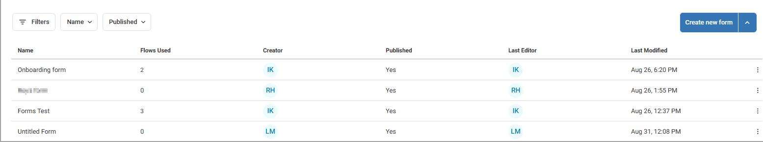 forms tab