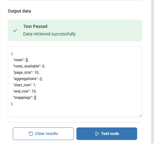 node test output data results