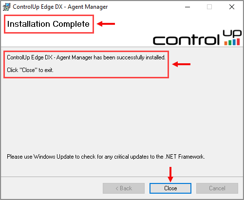 installation complete Edge DX Agent Manager.png