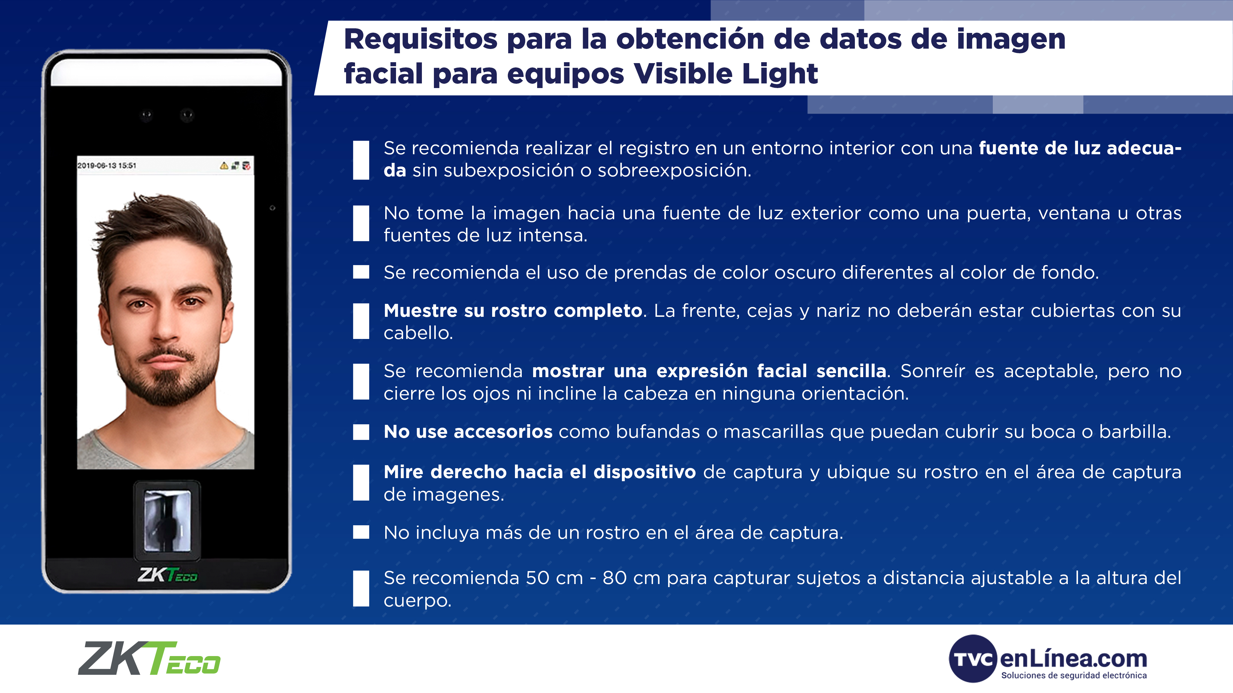 Requisitos para el registro de datos de imagen facial para equipos visible light 1