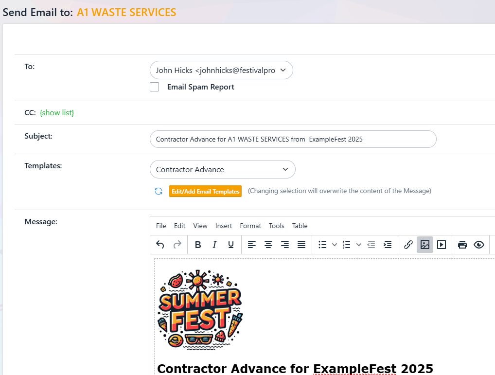 Contractors Request Form and Advance