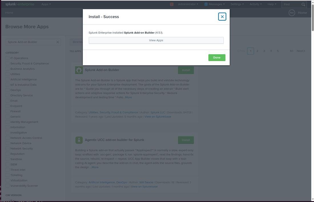 Installation success message