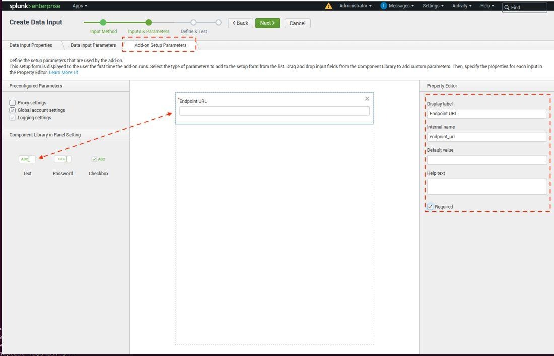Add the Endpoint URL parameter