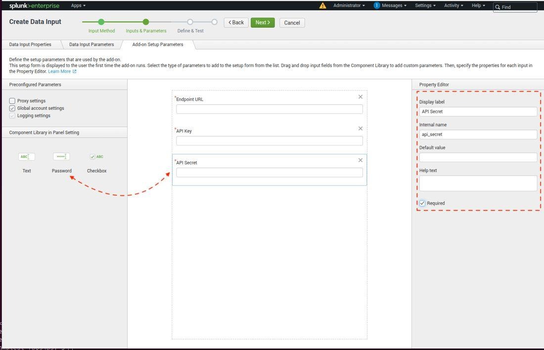 Add the API Secret parameter (Password type)