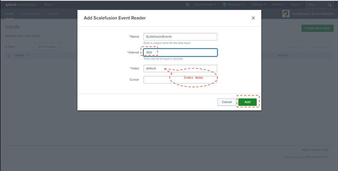Add Scalefusion Event Reader input dialog