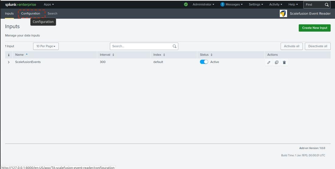 Input shown as Active