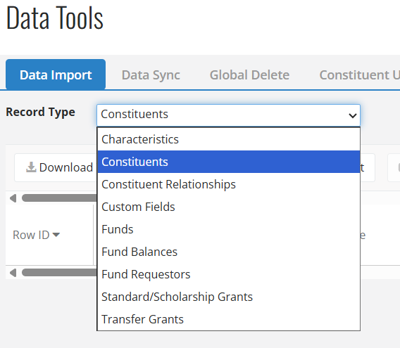 Import Data Form Data Import