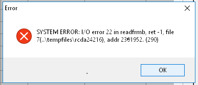 Error: System Error: I/O errors - logging into or using FIMS