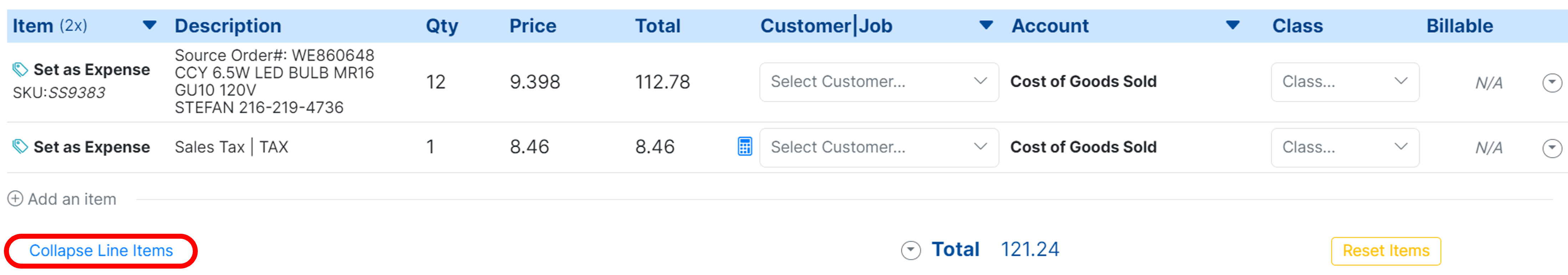 Consolidated Line Item Sync