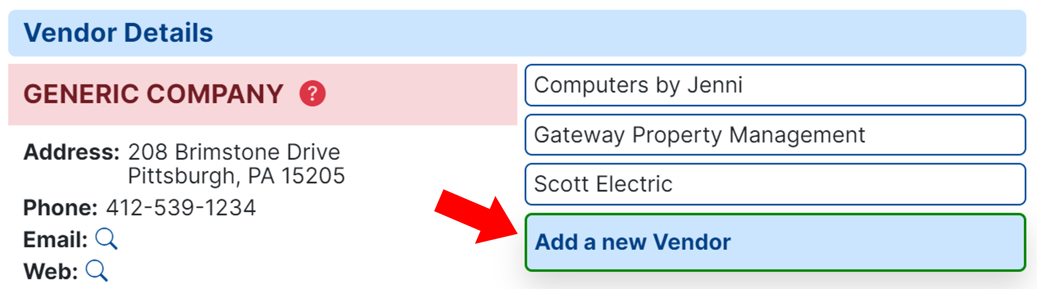 Create a New Vendor