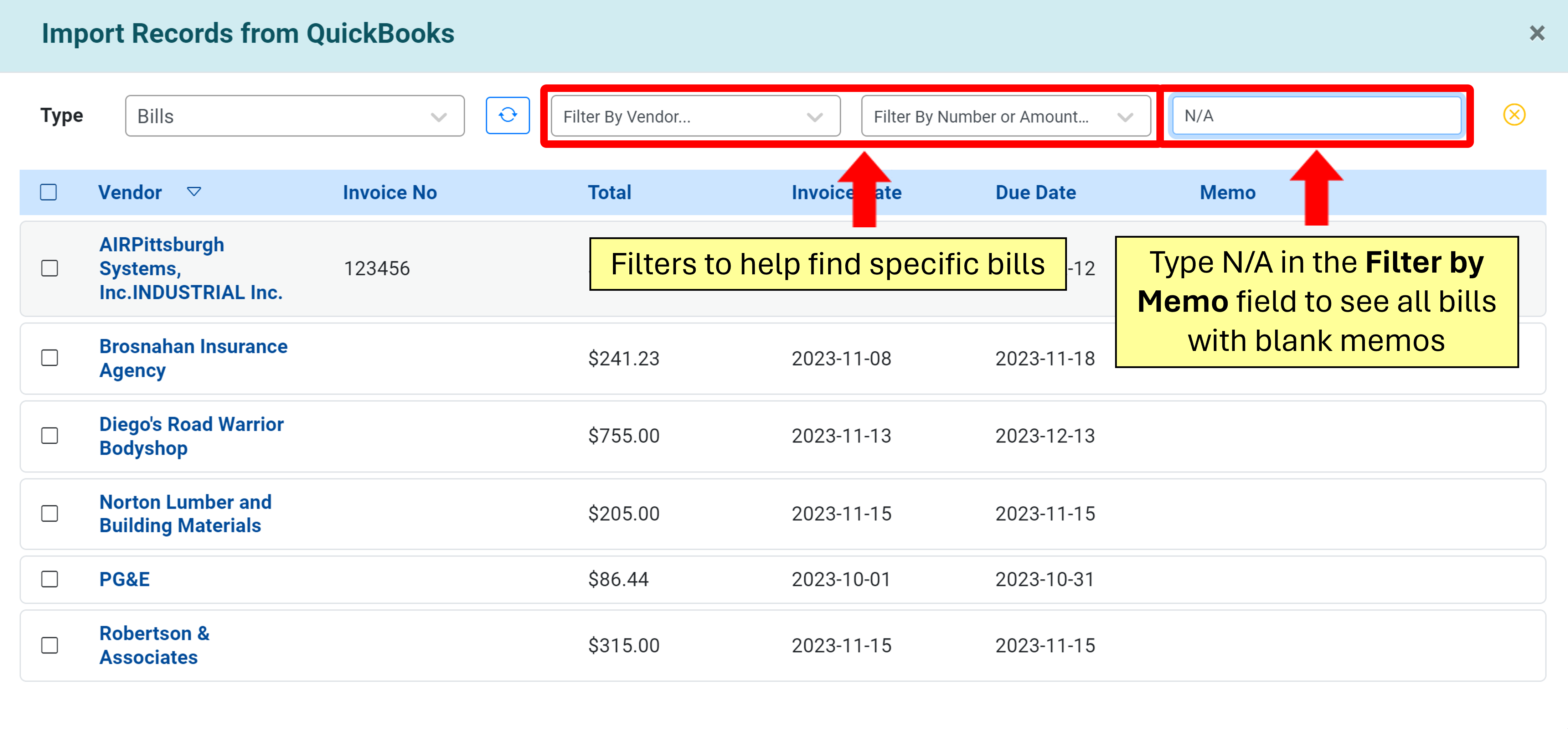 Filter for Bills