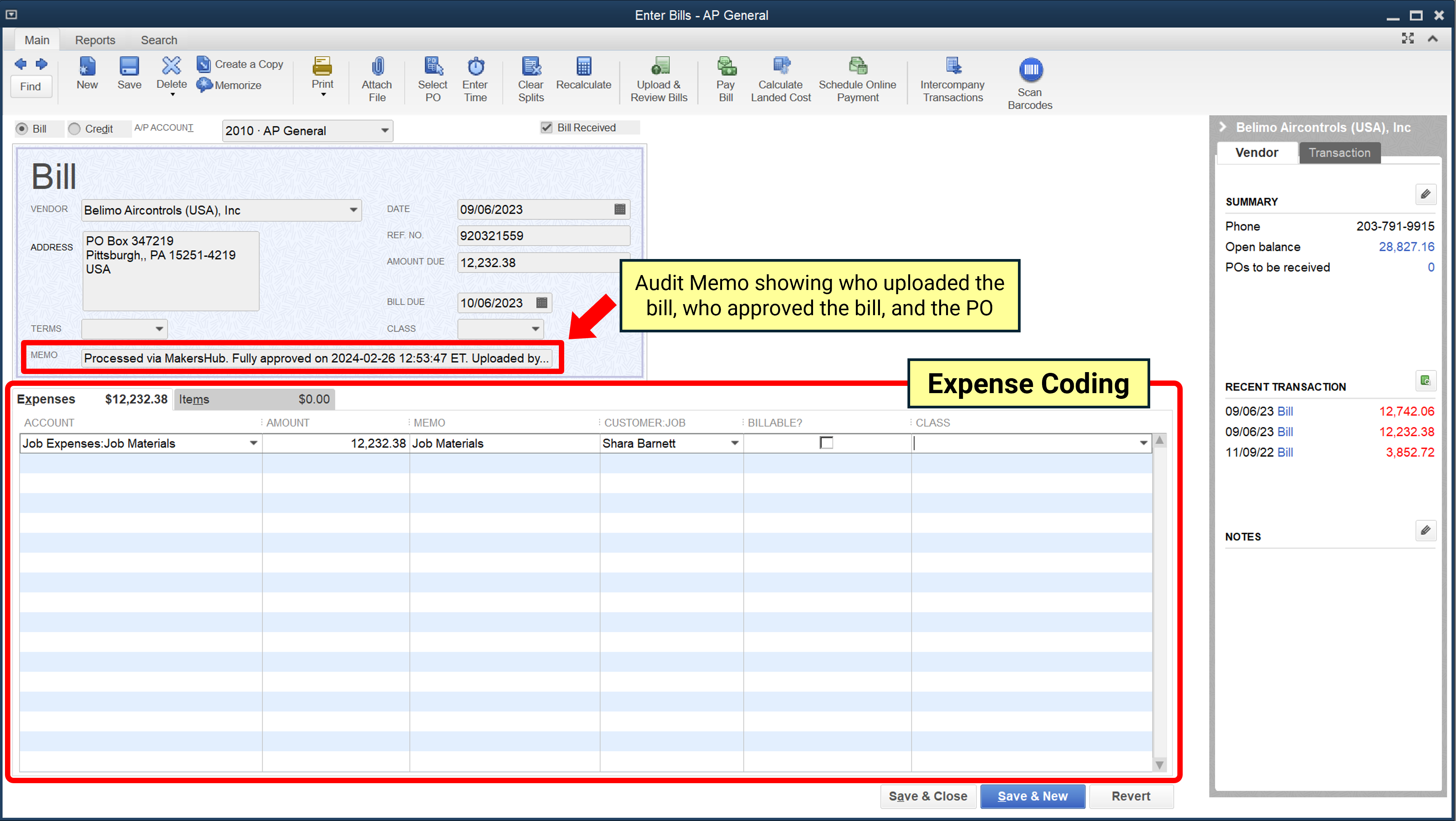 QuickBooks Desktop Expense Detail