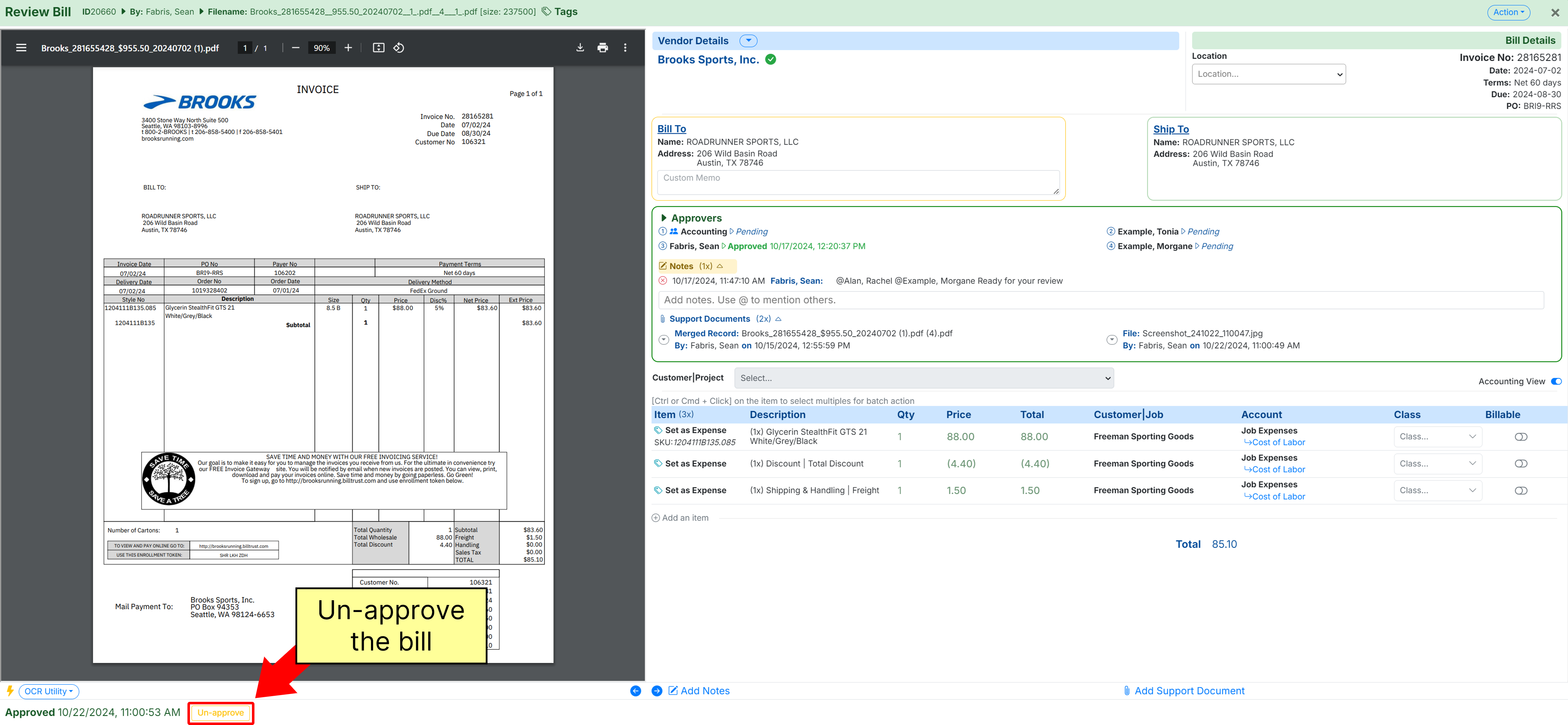 Make Changes to Approved Bills