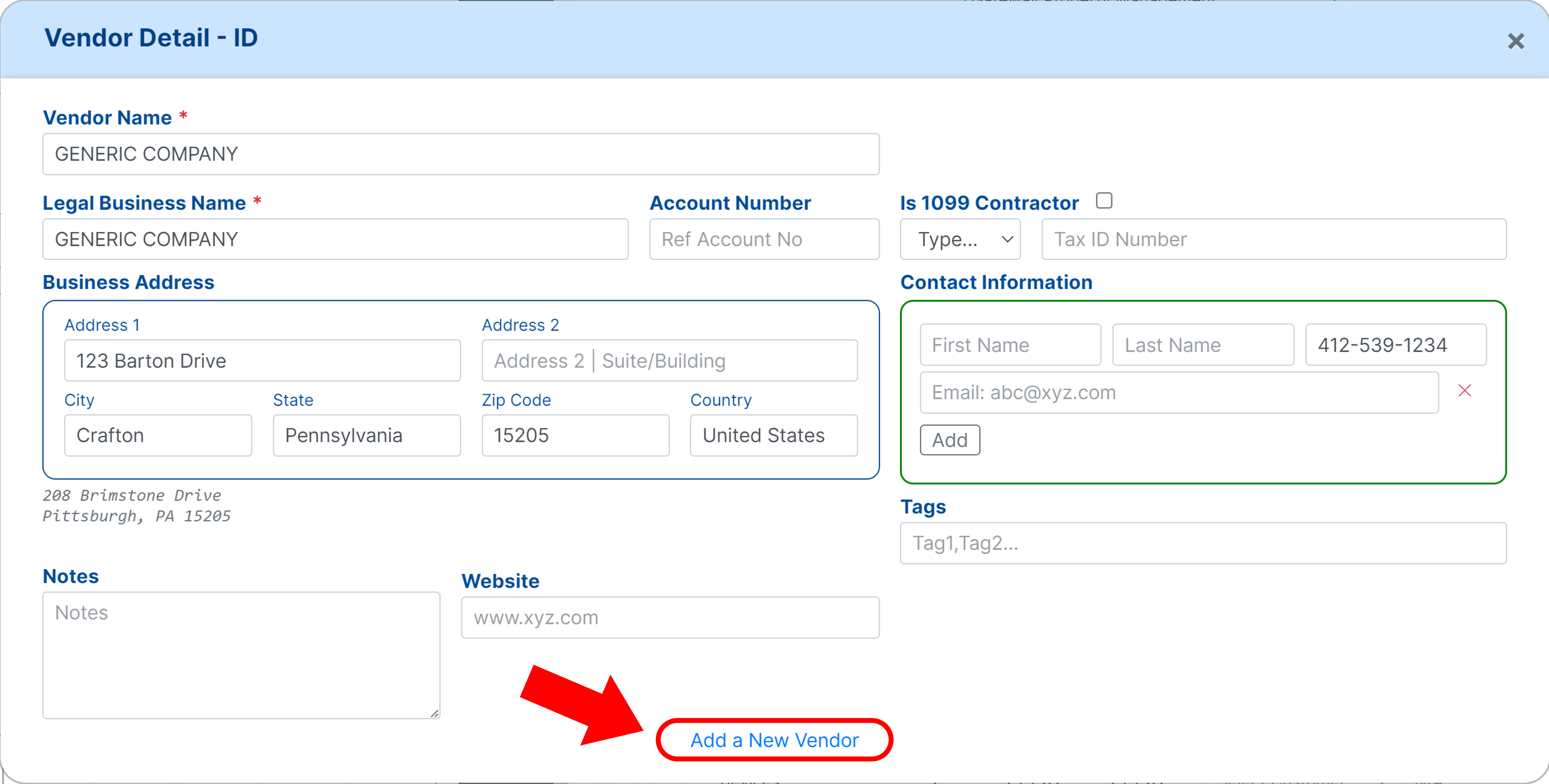 Creating a New Vendor