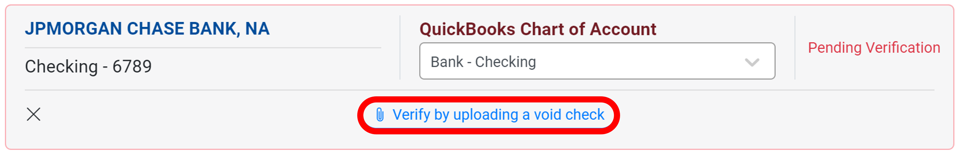 Verify by uploading a void check