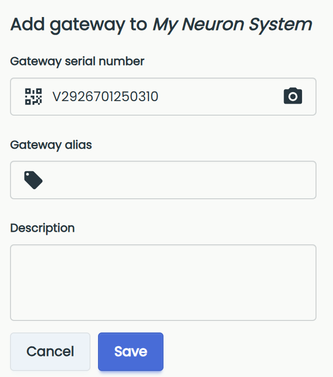 Add gateway to My Neuron System