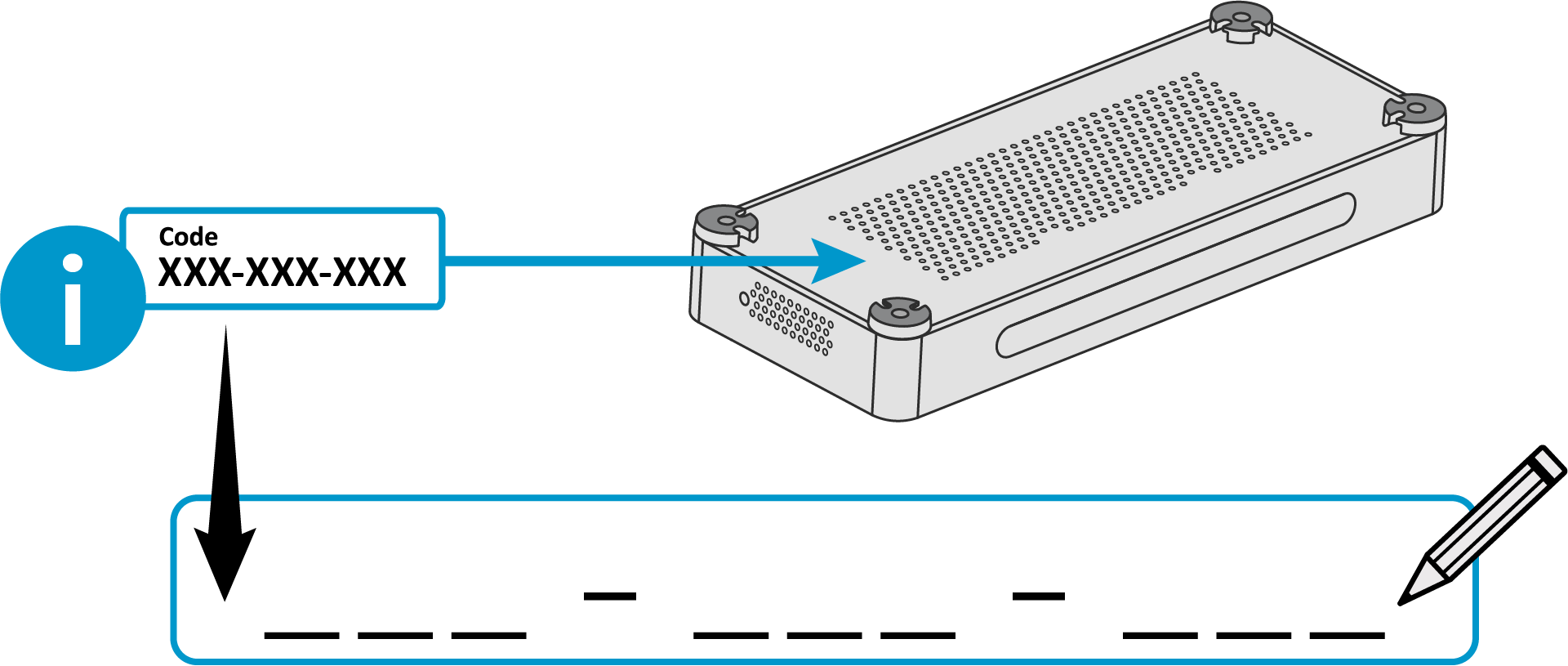 Enrollment code location on the HDX system hub.