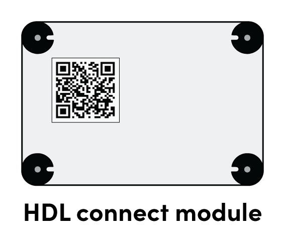 Image showing a QR code on the bottom of an HDL310 and HDL410 connect module.