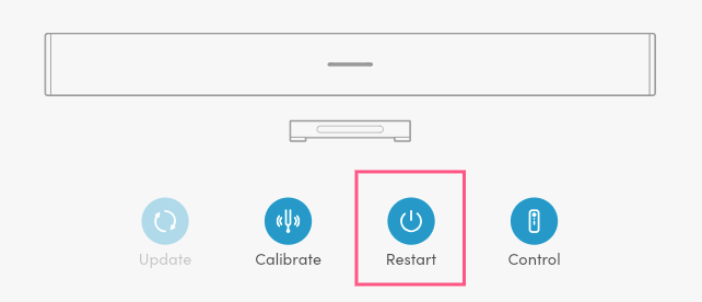 Screenshot showing the reset button for an Nureva HDL310 system.
