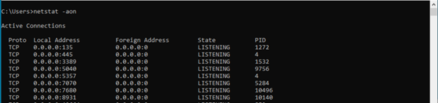 Command prompt active connections - option 1