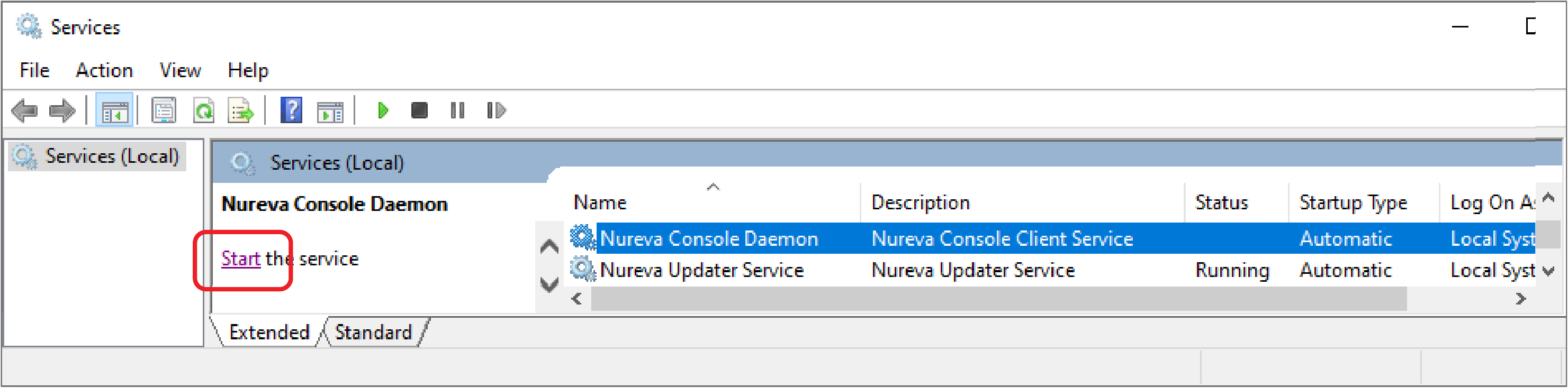 Start Nureva Console Daemonient stopped responding