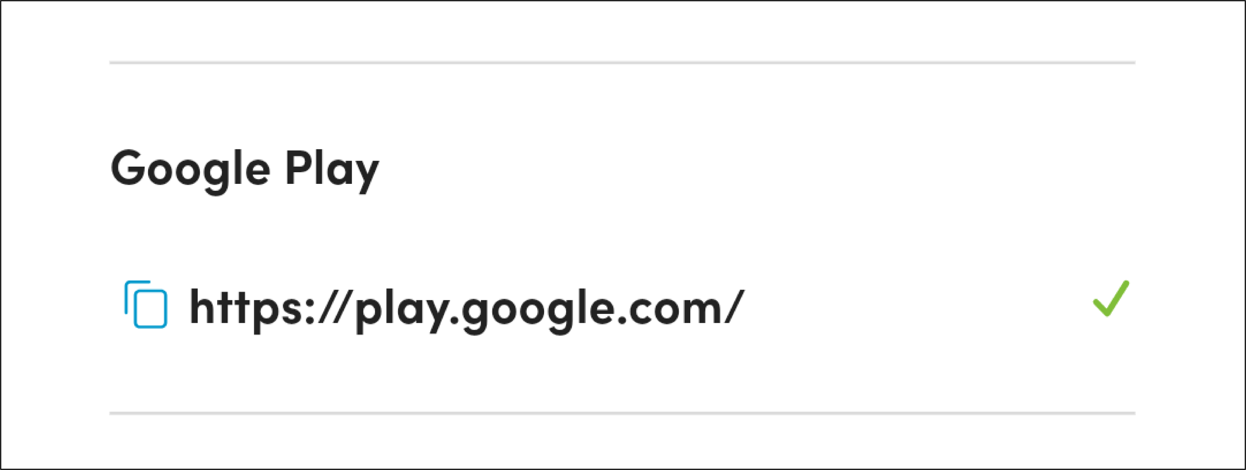 Google Play store connection table - succes state shown.