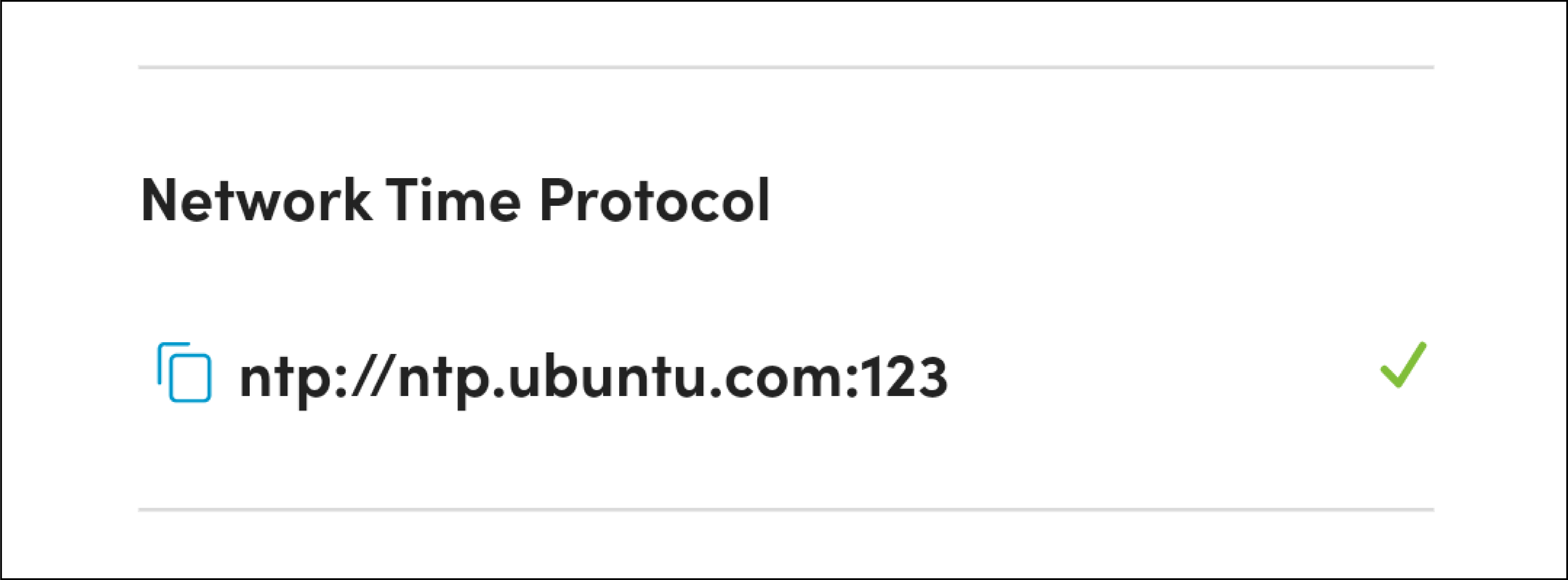 Network time protocol table - success state shown.