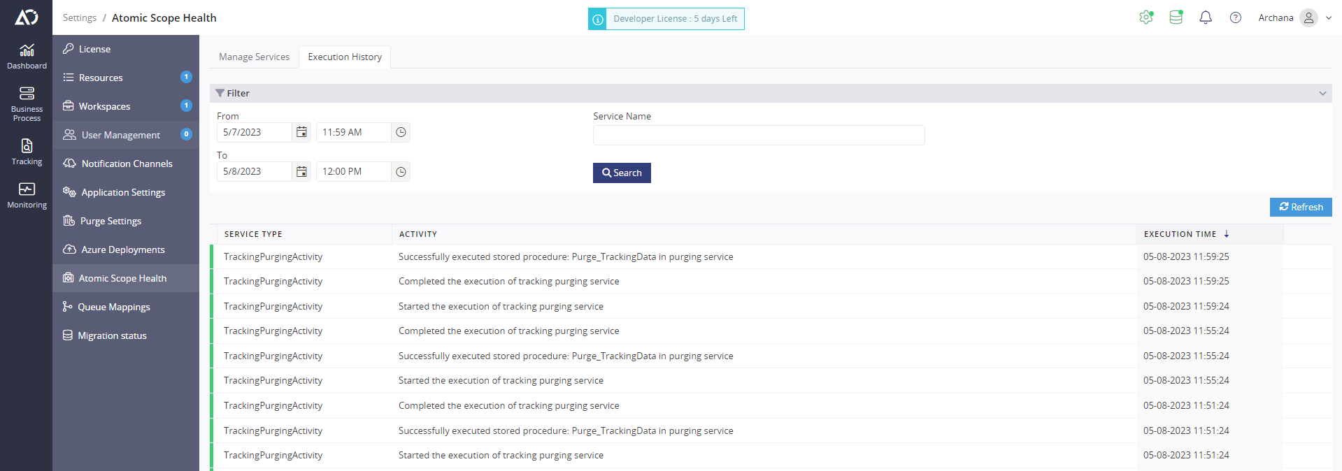 Atomic Scope Health - Settings