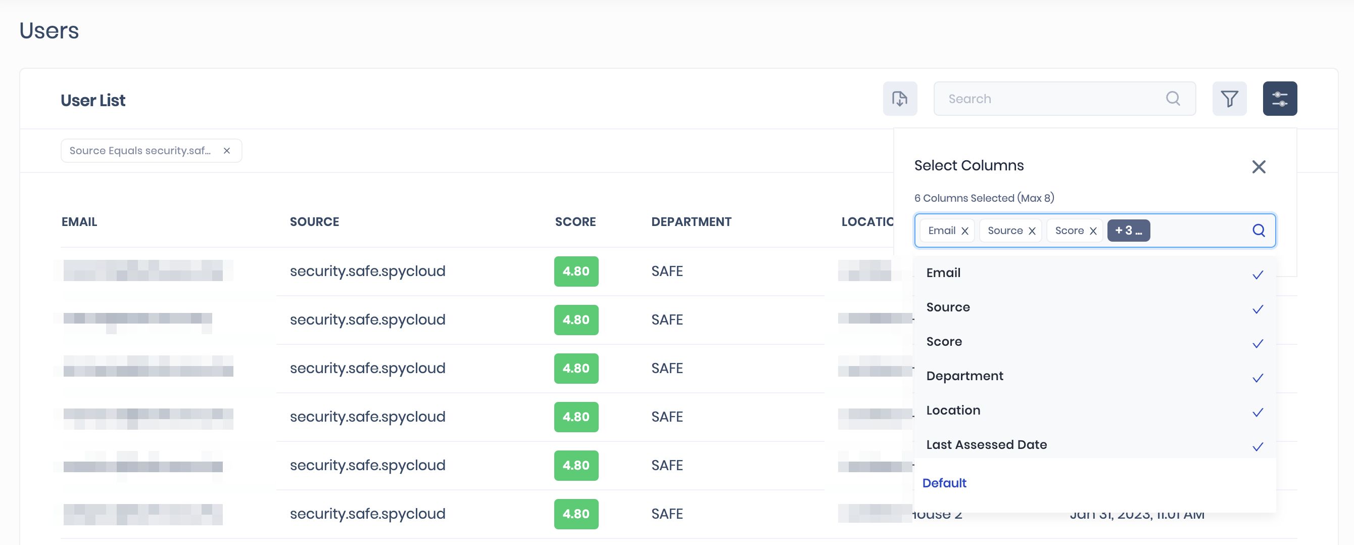 Customize Users List Table