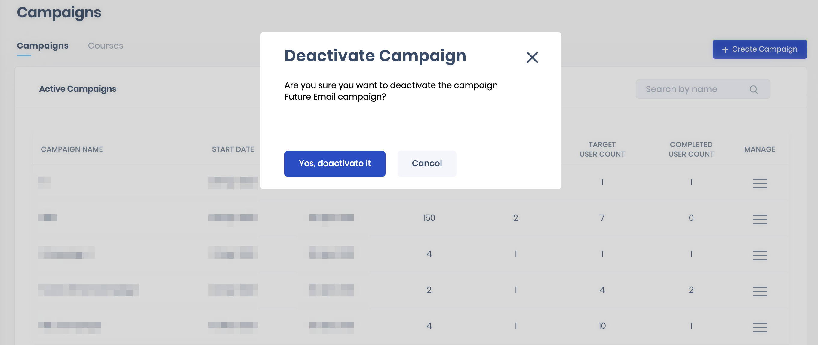 Deactivate campaign