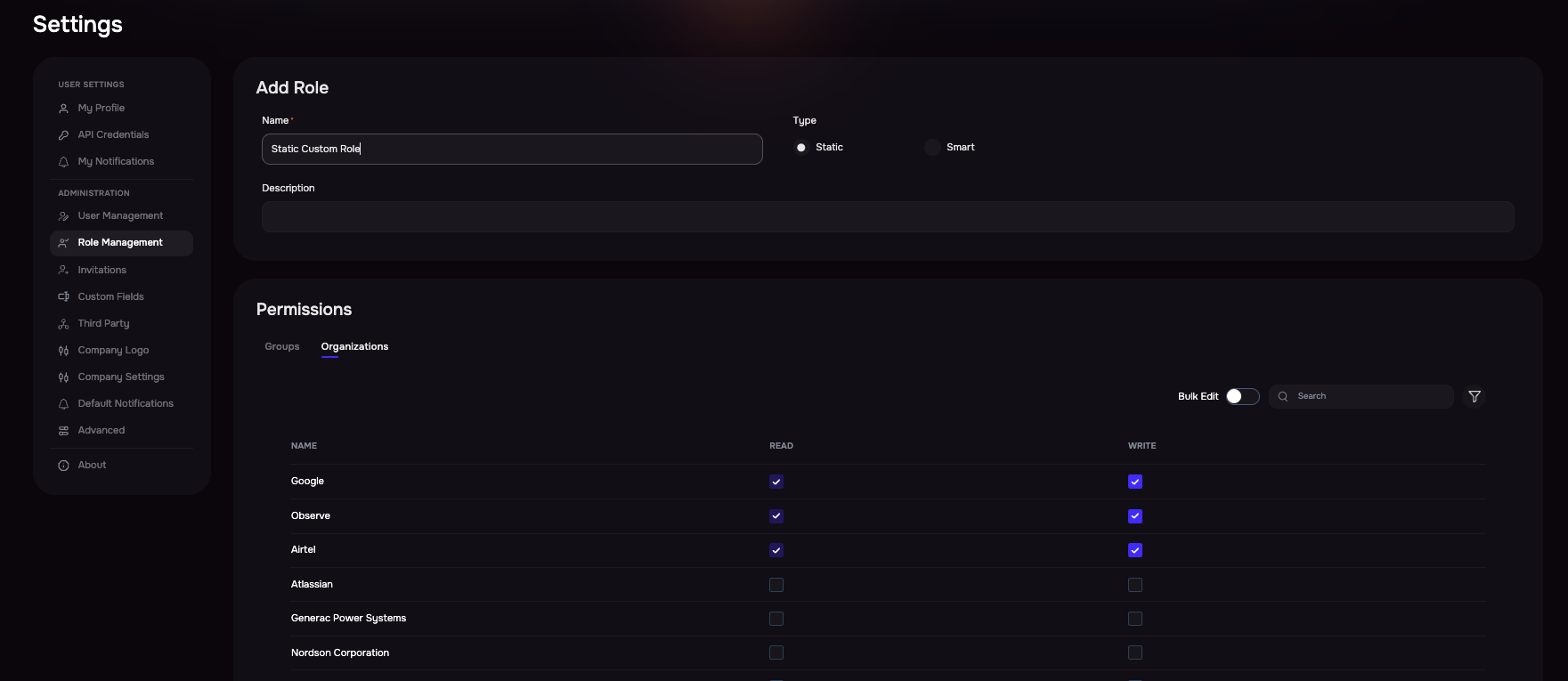 Static Custom Roles