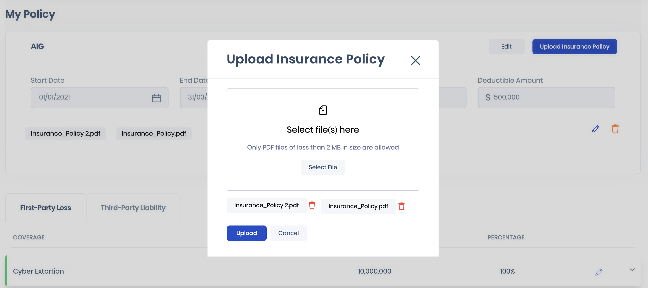 Upload Policy