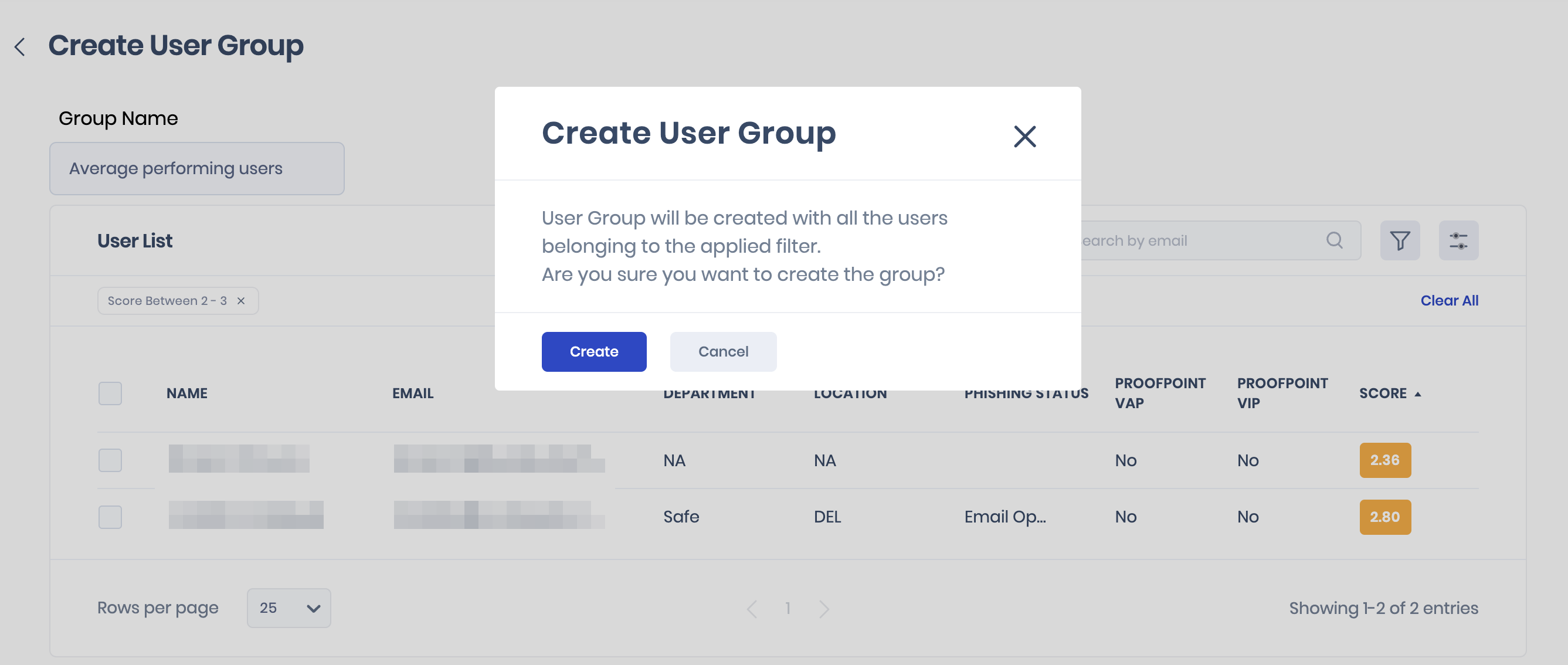 confirmation create user group