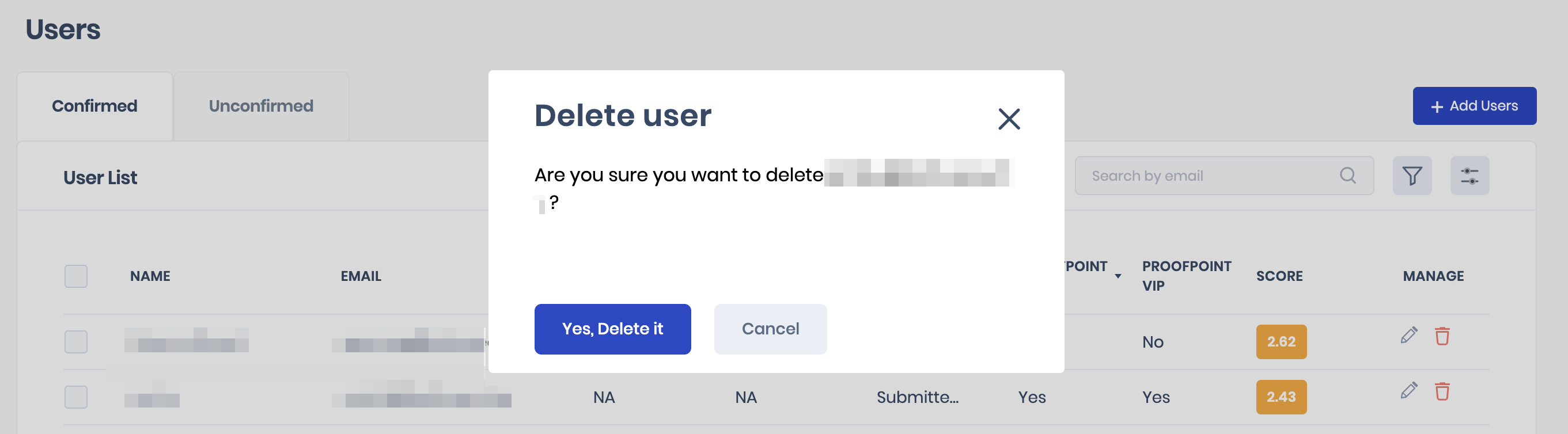 delete users