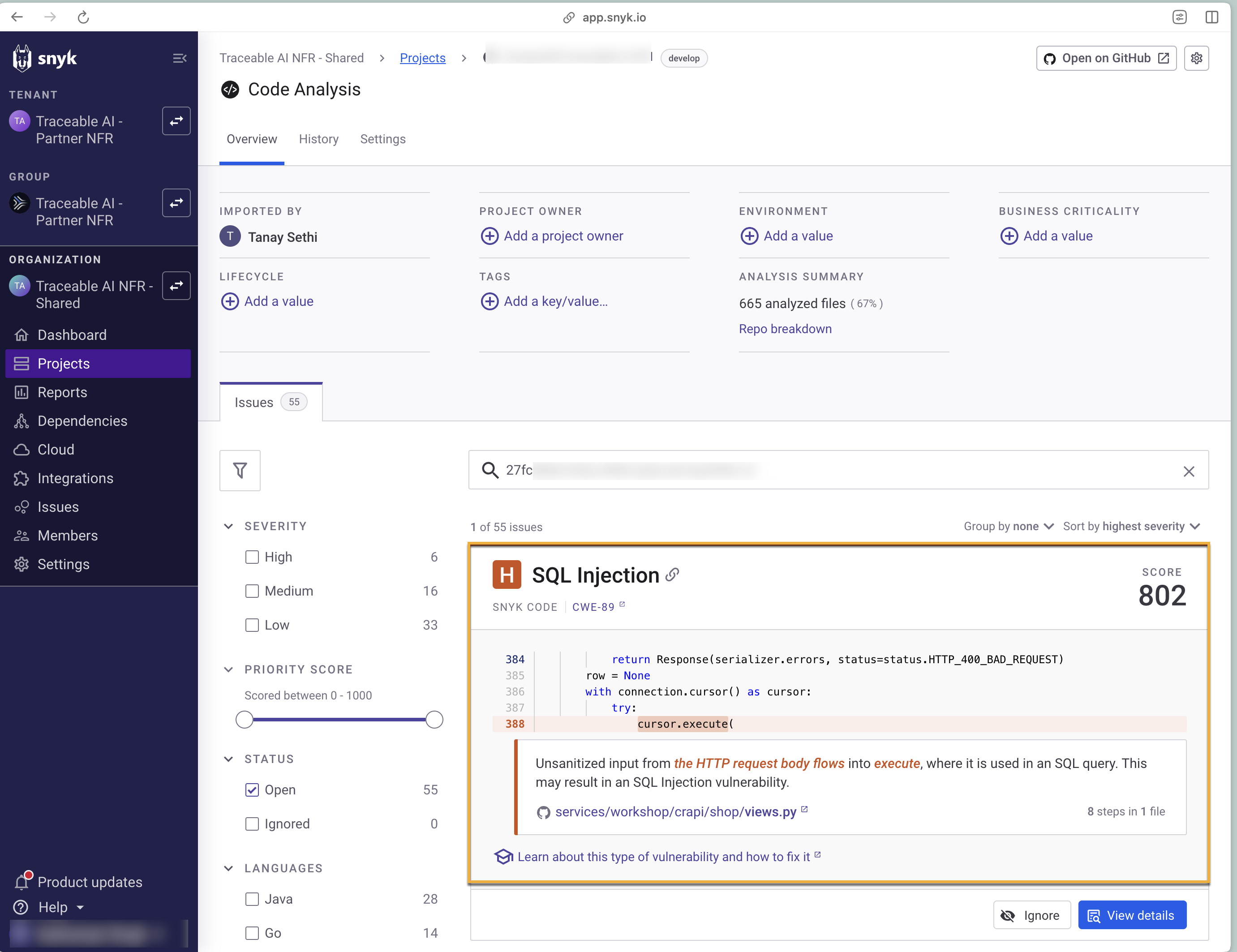Snyk integration