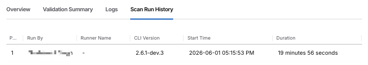 Scan Details Run History