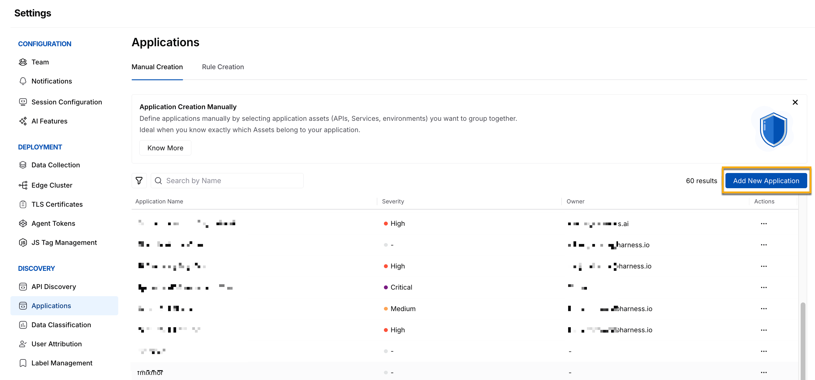 Manual Application Configuration