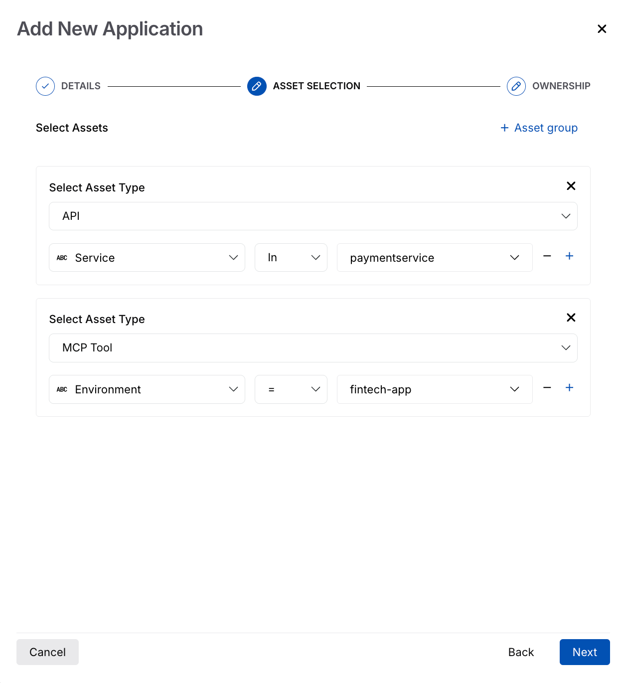 Manual Application Asset Selection