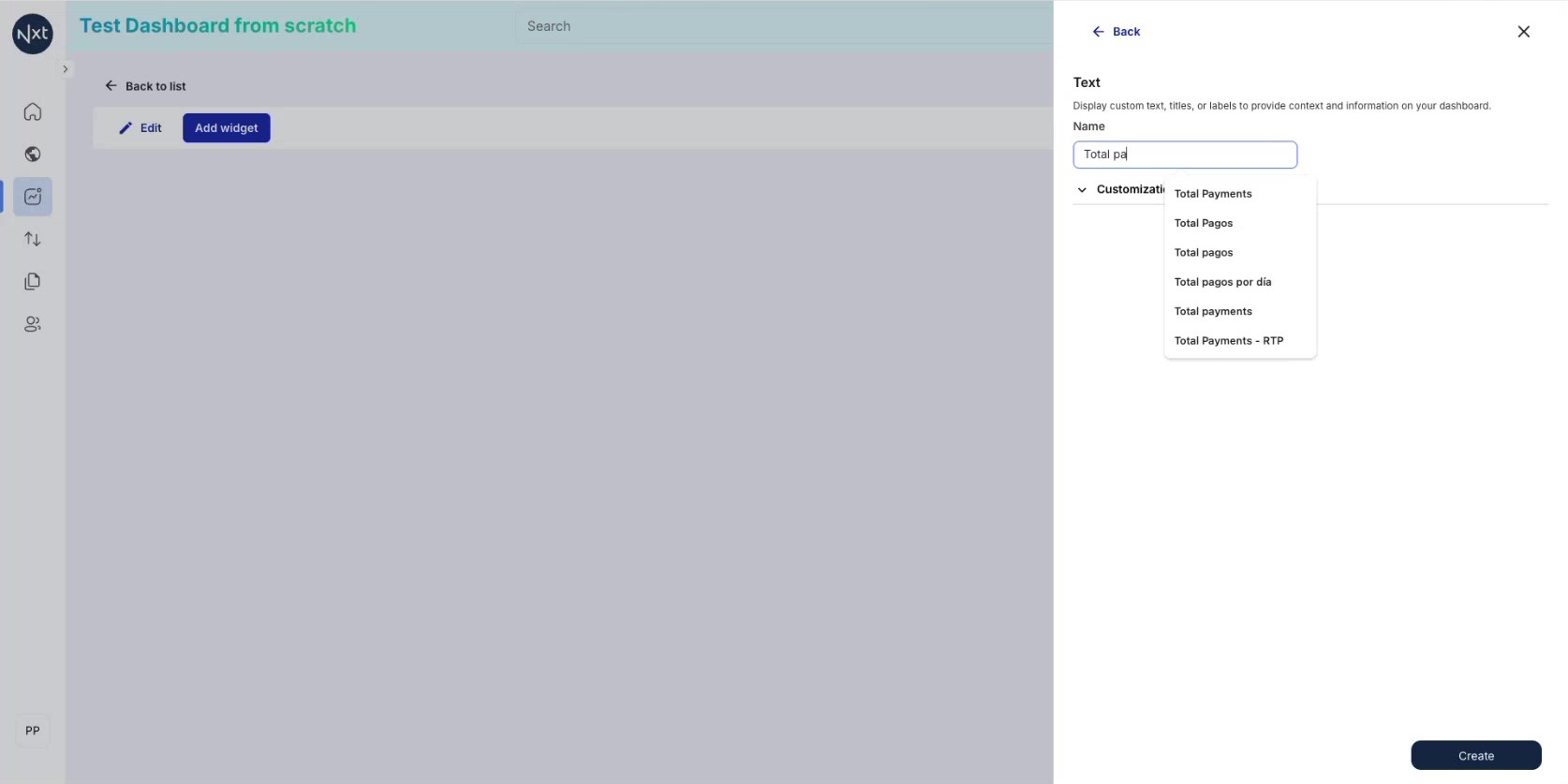 Create a Text Widget
