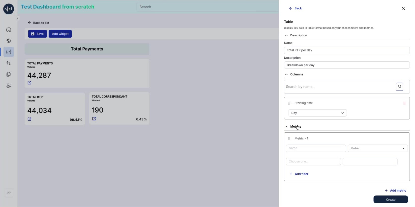 Configure Table Columns and Breakdown