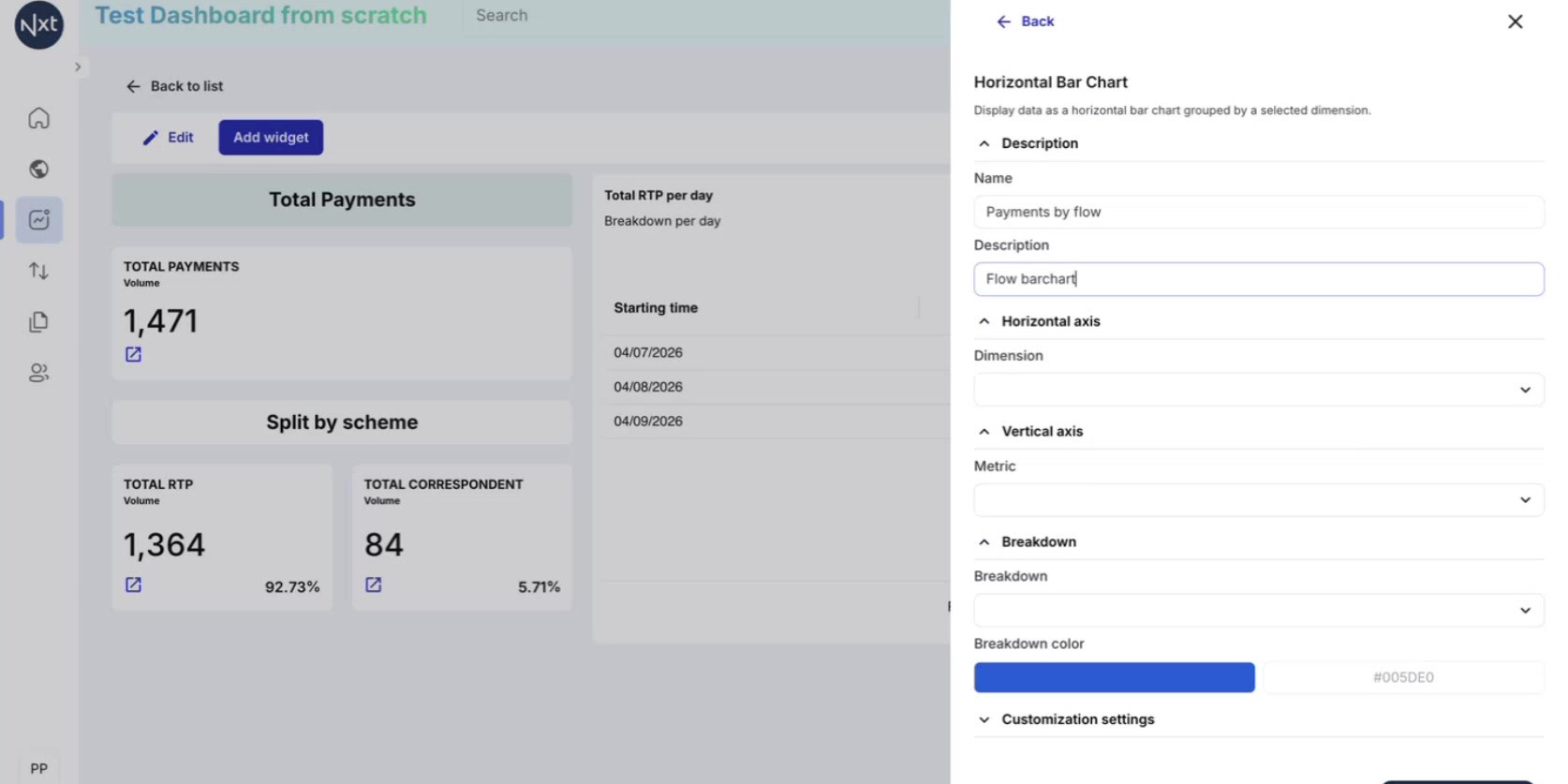 Add a Horizontal Bar Chart Widget