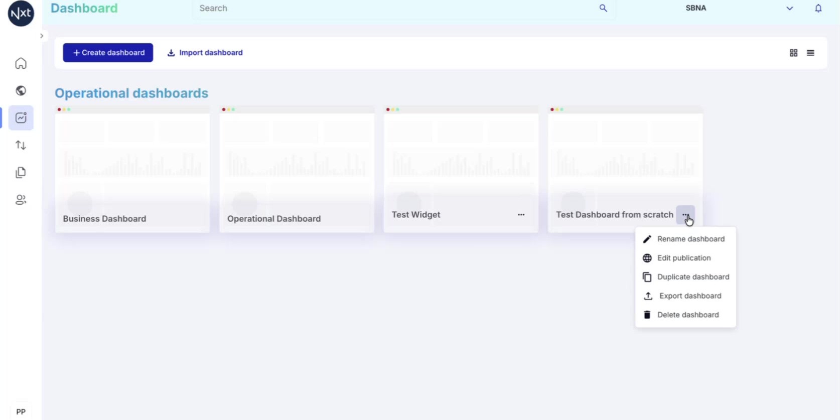 Access Dashboard Options