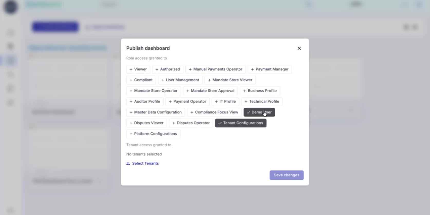 Select Roles to Publish To