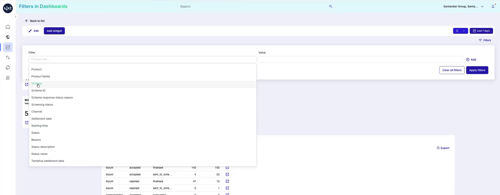 Select a Filter Field