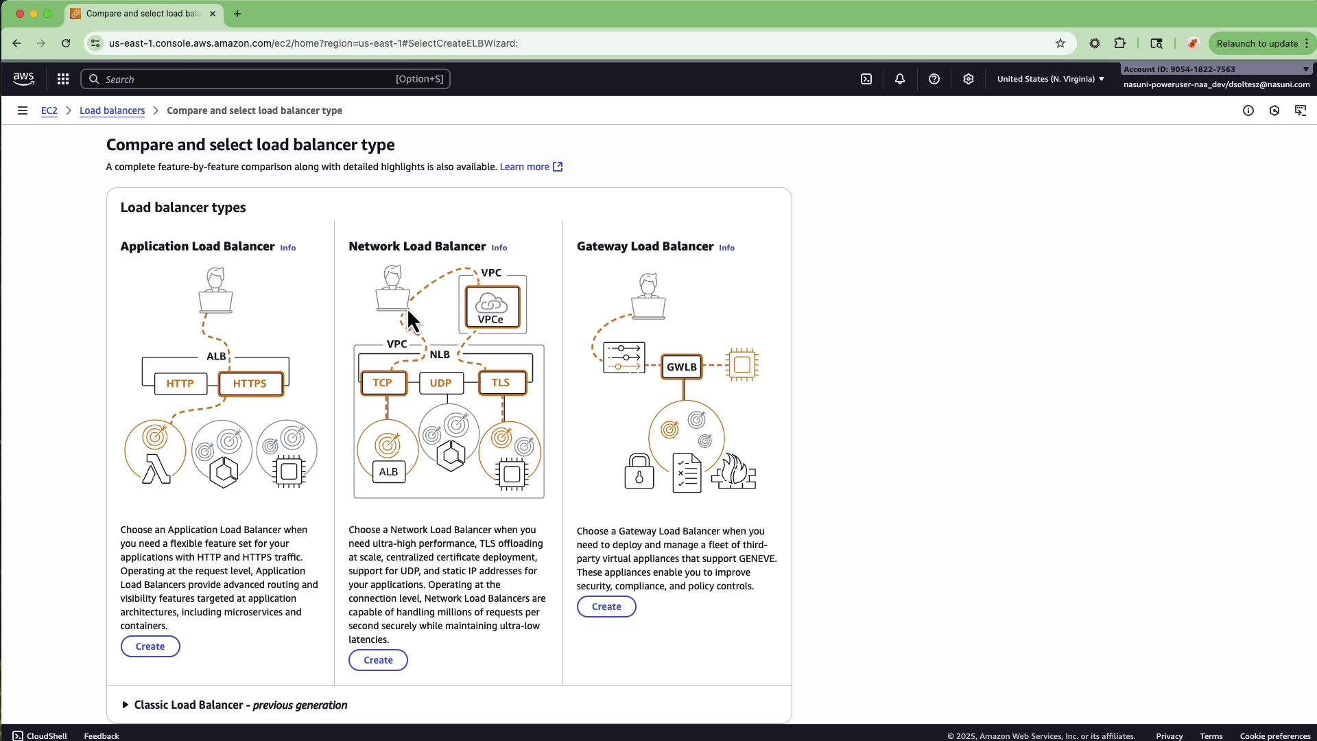 Screenshot showing the creation of an Application Load Balancer