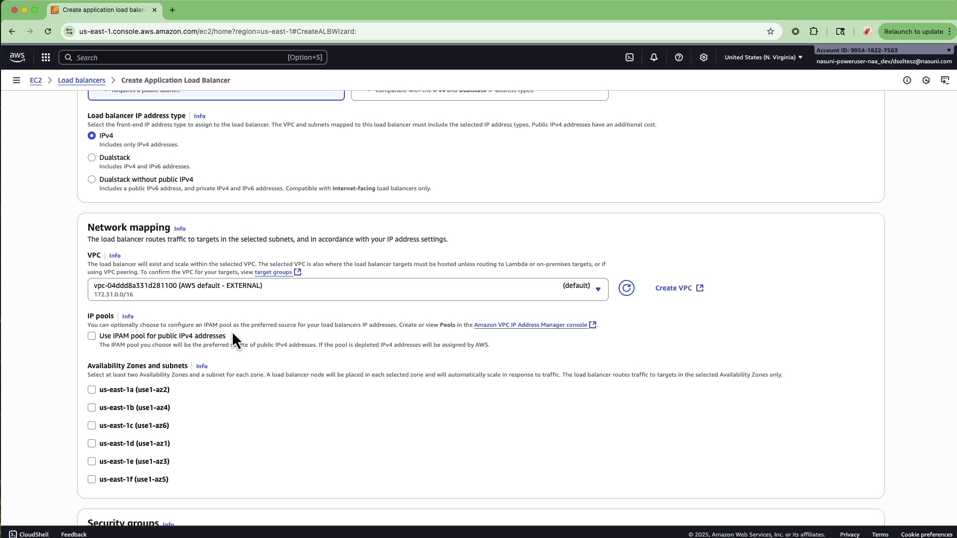 Screenshot showing load balancer configuration settings