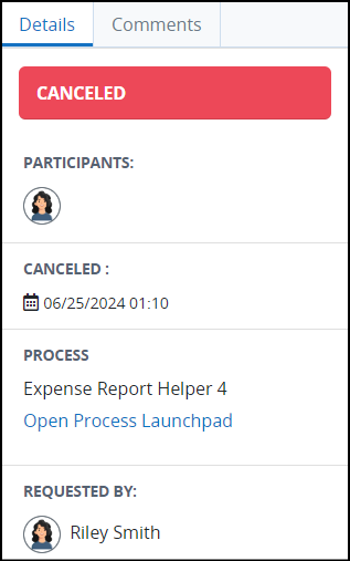 Canceled Request Details