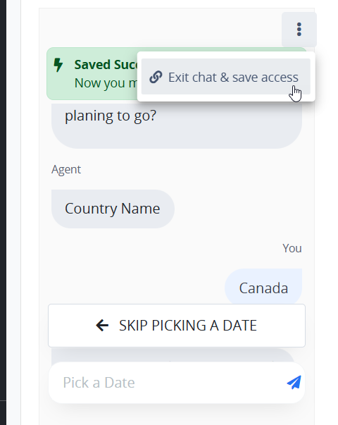 Conversational Form Save and Exit