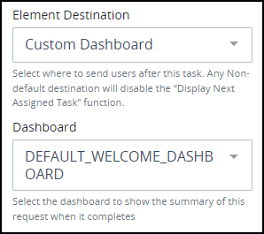 Custom Dashboard - Element Destination